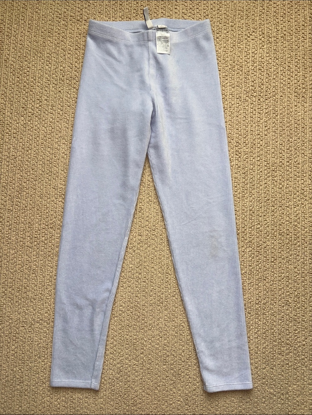 Janie & Jack Girls' Ribbed Velour Leggings light blue lavender 10